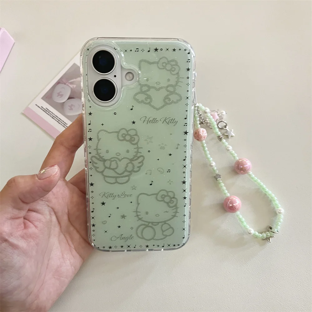 

Cat phone case hello kitty With luxury imitation diamonds and glitter for iPhone 16 15 14 13Pro Max bumper Protective Shockproof