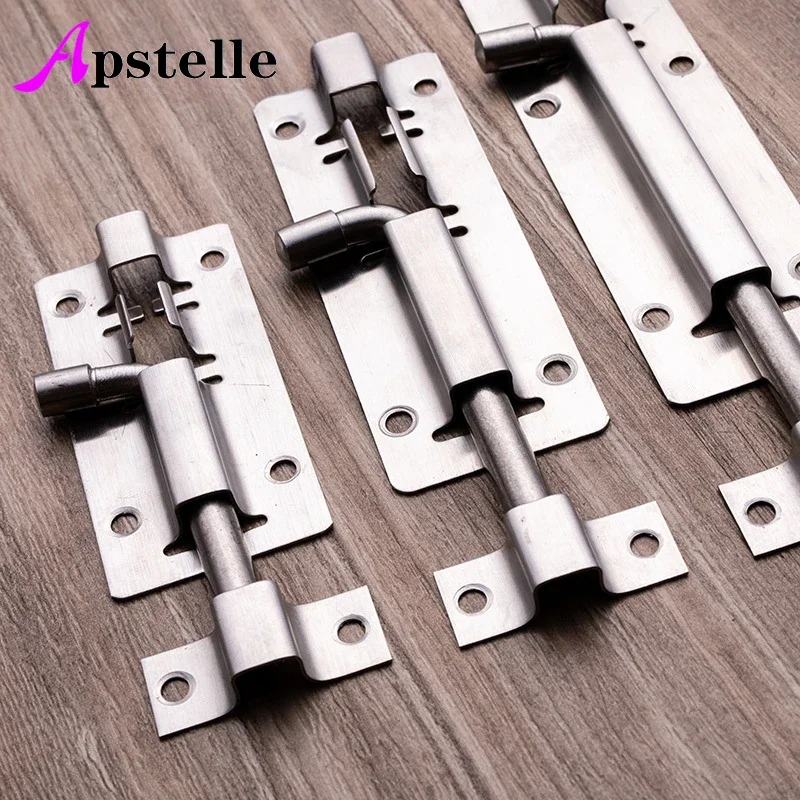 Apstelle 1Pcs 1.5/2/2.5/3/4/5/6/8/10/12 Inch Stainless Steel Door Latch Sliding Lock Bolt Latch Hasp Staple Gate Safety Lock