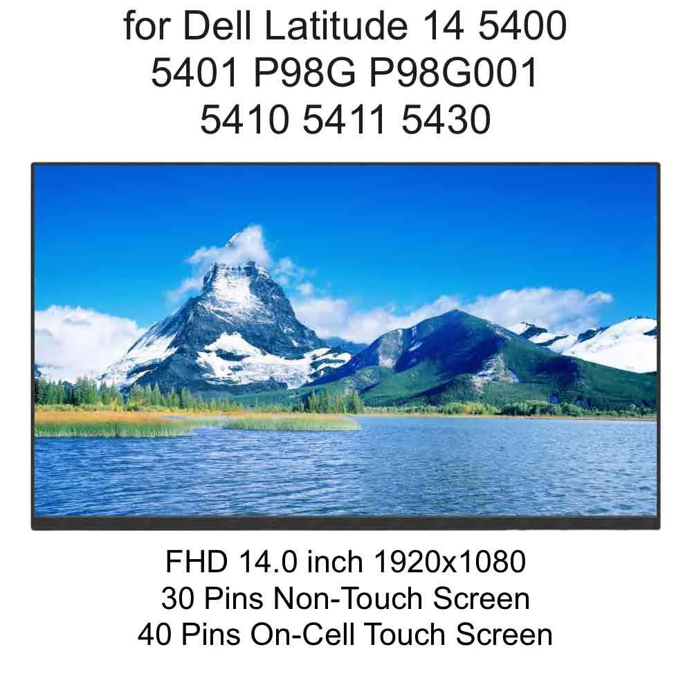 Laptop LCD Screen for DELL Latitude 14 5400 5401 5411 5410 5420 5430, 30 40 Pins FHD LED Display Panel NE140FHM-N46 MW6M1 0MW6M1