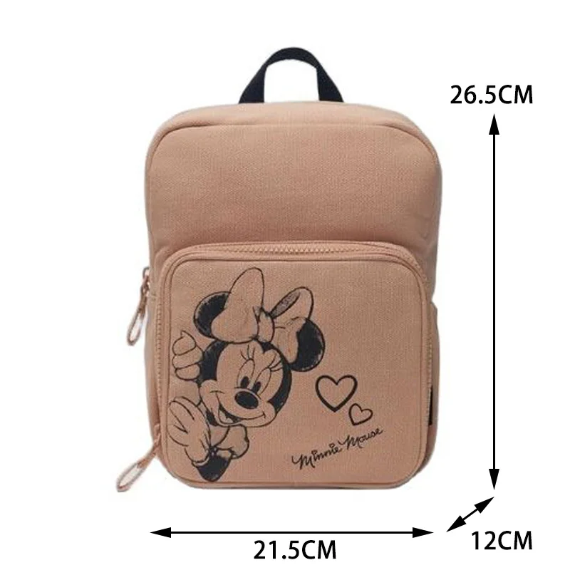 Disney Vintage Dark Pink Girl Canvas Backpack Sketch Minnie Mouse Cartoon Print Kids Backpack Brand Mini Baby Square Schoolbag