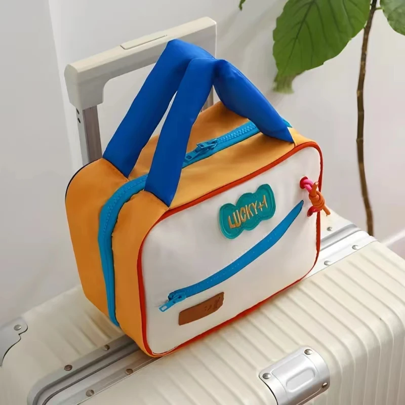 Borsa per cosmetici a colori a contrasto di grande capacità Organizer per articoli da toeletta borsa per il lavaggio da viaggio in stile coreano