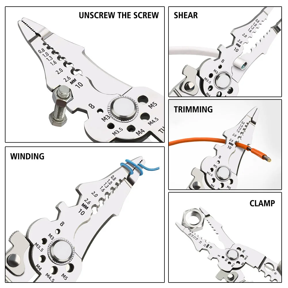 Szczypce do zdejmowania izolacji Szczypce do zaciskania kabli Narzędzie do zaciskania dla domu Wielofunkcyjne automatyczne szczypce do ściągania izolacji Narzędzia wielofunkcyjne Linia cięcia
