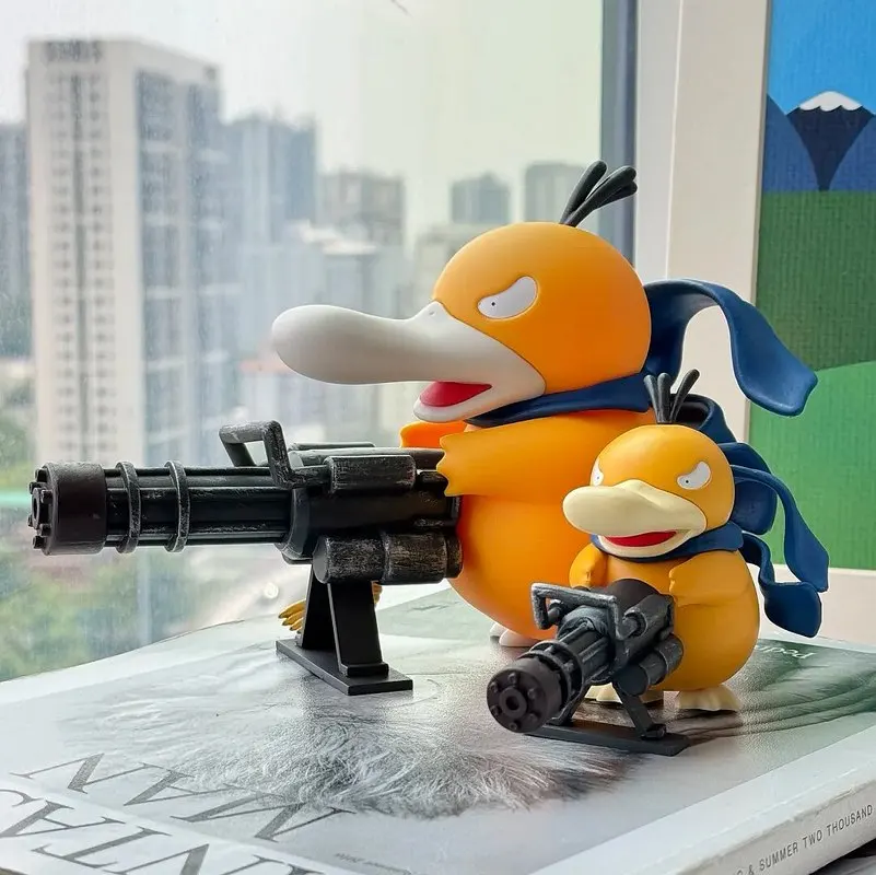 Niedliche Pokémon Psyduck Actionfigur Cartoon Gatling Psyduck Anime-Figur Auto-Mittelkonsole Desktop-Ornament Dekoration Spielzeug