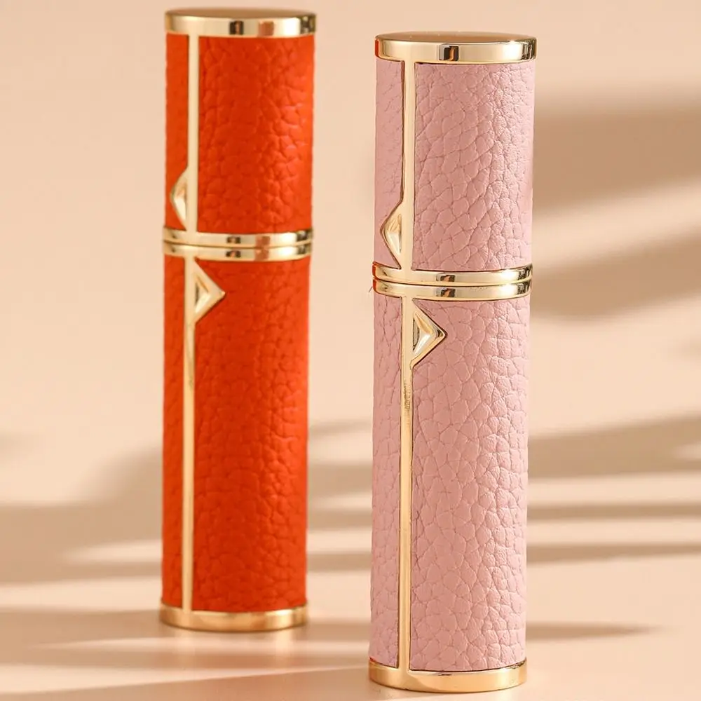 PU Leather Perfume Bottle Lychee Pattern 5ml Cosmetic Container Refillable Empty Ultra-fine Mist Fragrance Container Woman