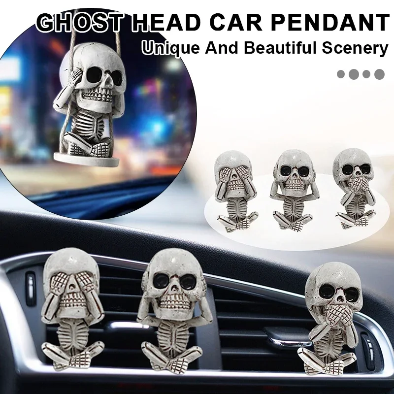 

Cool Human Body Skeleton Aromatherapy Resin Car Perfume Bone Skull Ghost Car Air Freshener Vent Clip Scent Car Smell Diffuser