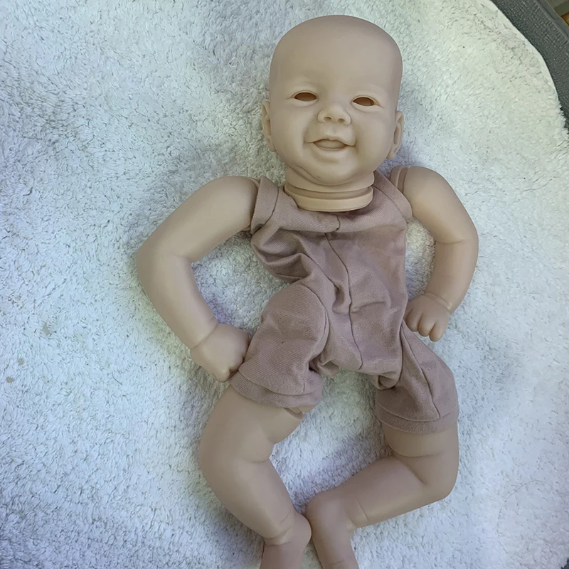 21inches Reborn Doll Kit Smiling Emmy Soft Vinyl Unassembled Unpainted Doll Parts with Cloth Body and Eyes Bebe Reborn Supply