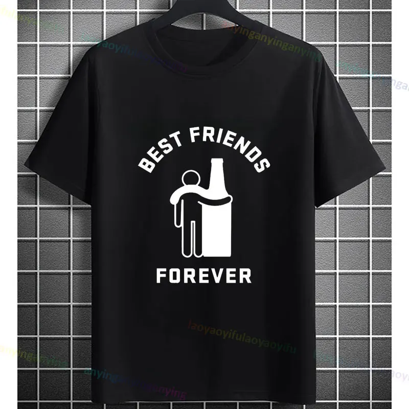 BFF Beer Friends Forever Happy Oktoberfest Graphic Design T-shirt Casual Short-sleev Pure Cotton Outdoor Clothing