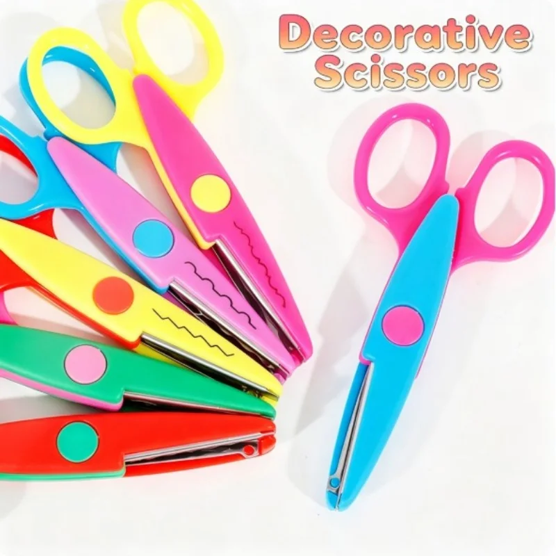 Student DIY Color Album Decorative Lace Scissors Comfortable Hand Scissors Paper Cuttings Scissors Art Safety Scissors