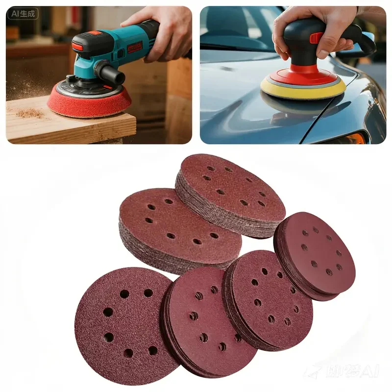 50 Stück 5 Zoll 125mm Schleifscheiben mit Acht Löchern, Schleifpapier Körnung 60-1000, Klett-Schleifscheiben zum Polieren – Detail 4