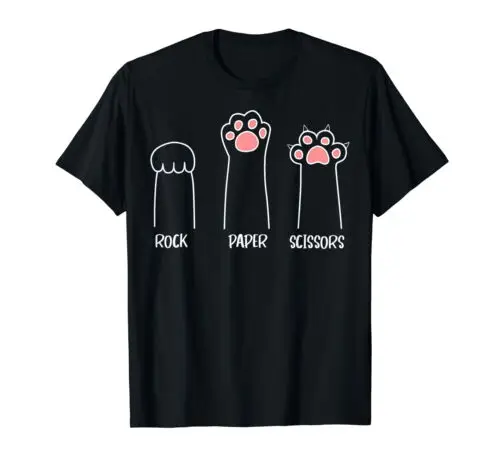 

Rock Paper Scissors Cat Hand Cute Pink Paw Funny Cat T-Shirt