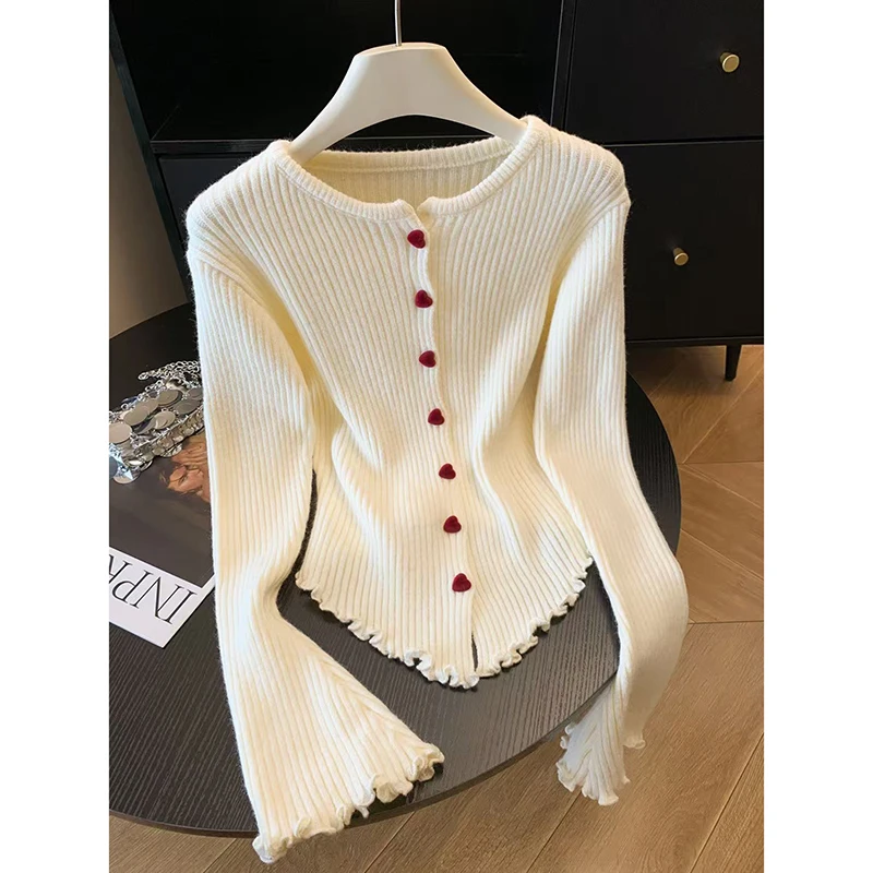 

Свитер-кардиган женский однобортный с длинным рукавом элегантный винтажный джемпер однотонная шерстяная вязаная осенне-зимняя верхняя одежда