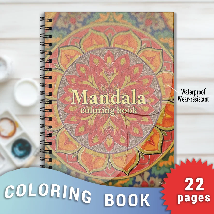 Mandala Adult Coloring Book - 8.3x11.2 inches Stress relief coloring book 22 pages of art therapy illustrations to relieve anxie