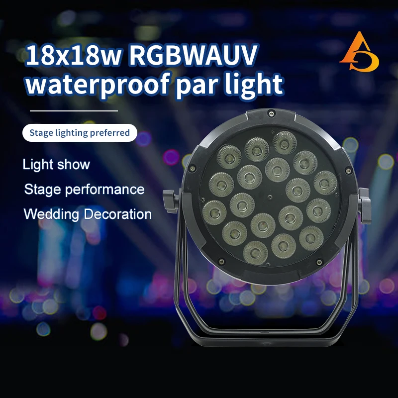 DMX IP65 Aluminum Waterproof Led Par Light 18x18W RGBWAUV 6in1 DMX512 Control Professional Stage DJ Equipment Disco Outdoor Wash