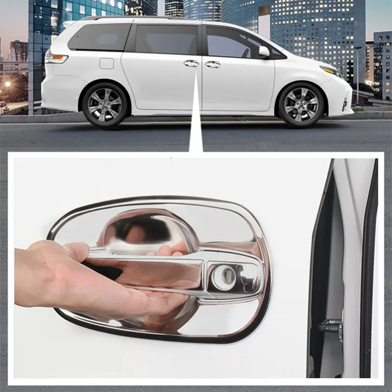 Door Handle Toyota Sienna Cover  Handle Protect 2011-2020 2019 2018 2017 2016 Trim Stainless Steel Sticker Accessories