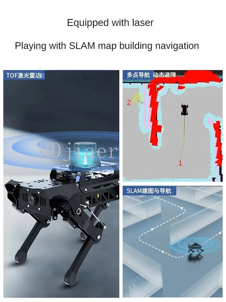 كلب آلي رباعي الأرجل معدني من PuppyPi - مجموعة روبوت ROS Bionic ذات 4 أرجل مع التعرف البصري بالذكاء الاصطناعي لـ Raspberry Pi