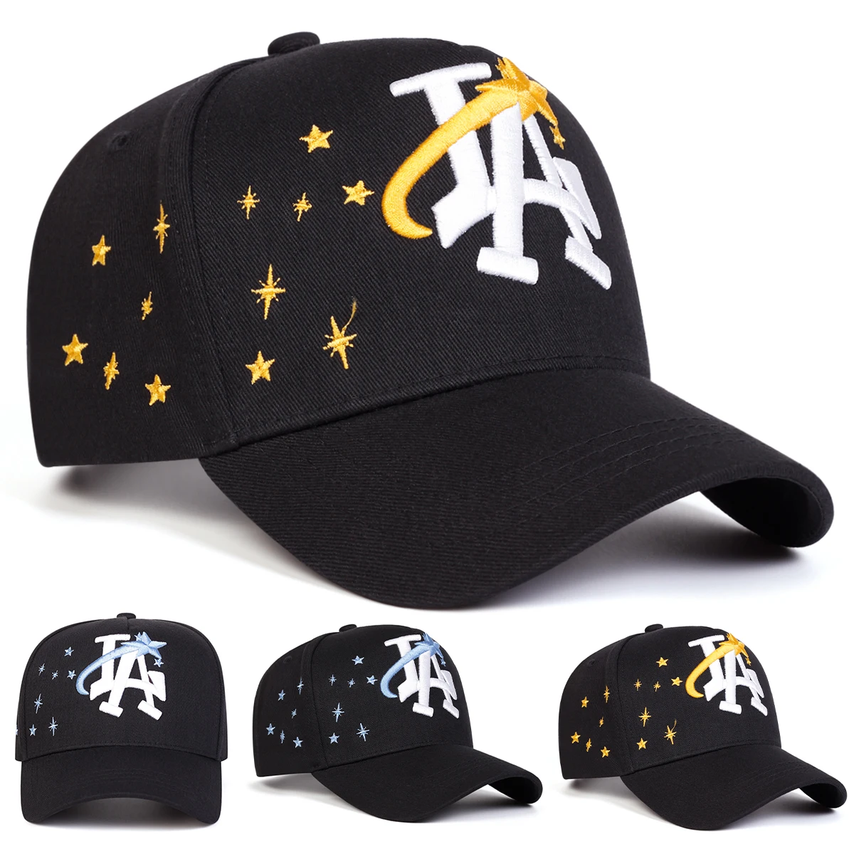 للجنسين LA نجوم التطريز قبعات البيسبول الربيع والخريف في الهواء الطلق قابل للتعديل قبعات عادية واقية من الشمس قبعة قبعة رياضية