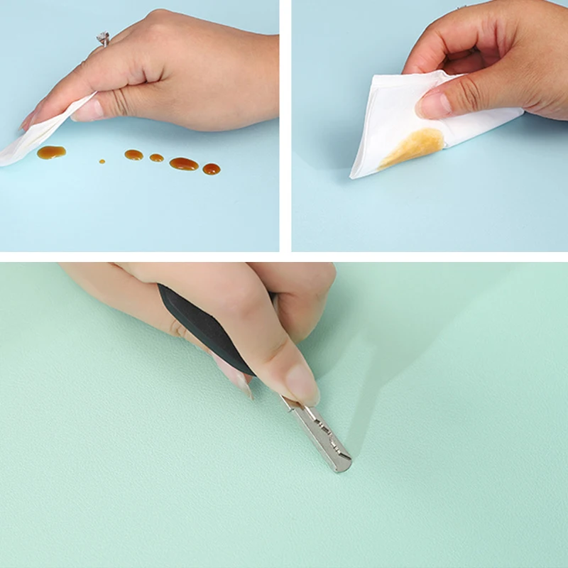 Solid Color Round Mouse Pad Single Sided Waterproof PU Leather Mouse Pad Non-slip Pad For Computer Mouse Office Accessories