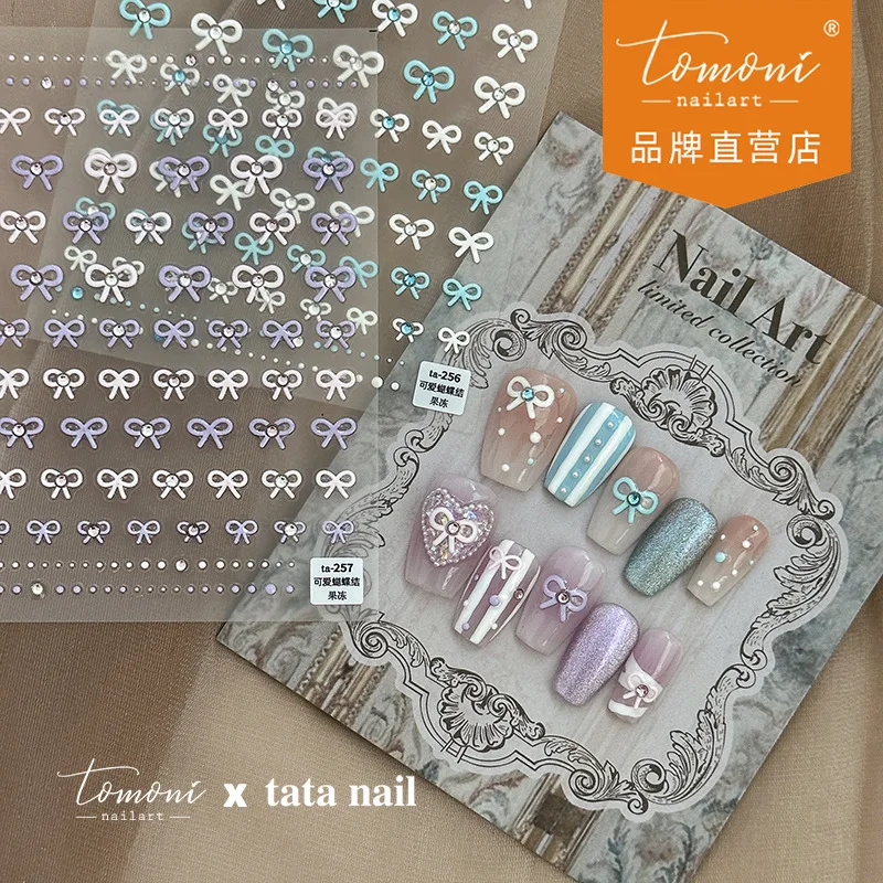 [Meow.Sensei] Brand Tata Cooperation Bright Crystal nail Stickers Japanese Cute Sticker Bow Ta256