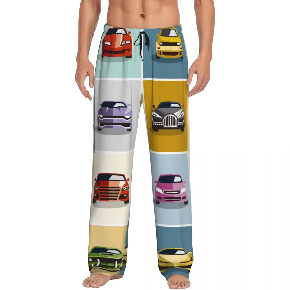 Pantalones de pijama con dibujos animados de coches para hombre, ropa de dormir masculina