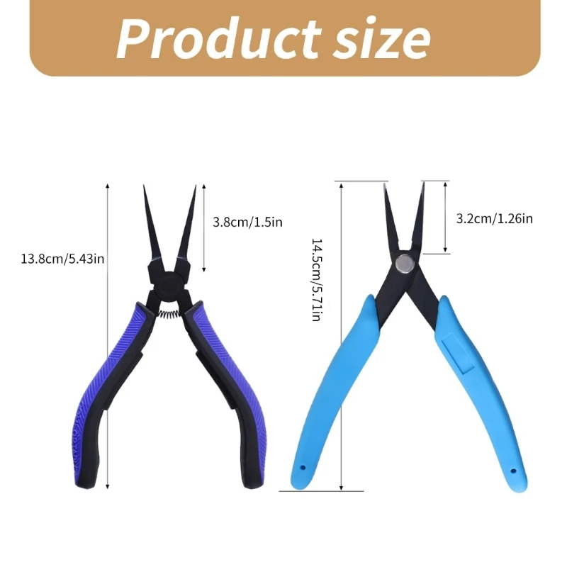 Pack of 2 Jewelry Crafting Pliers Jewelry Pliers Set Flat Nose Pliers Chain Nose Pliers Jewelry Making Tool for Jewelry