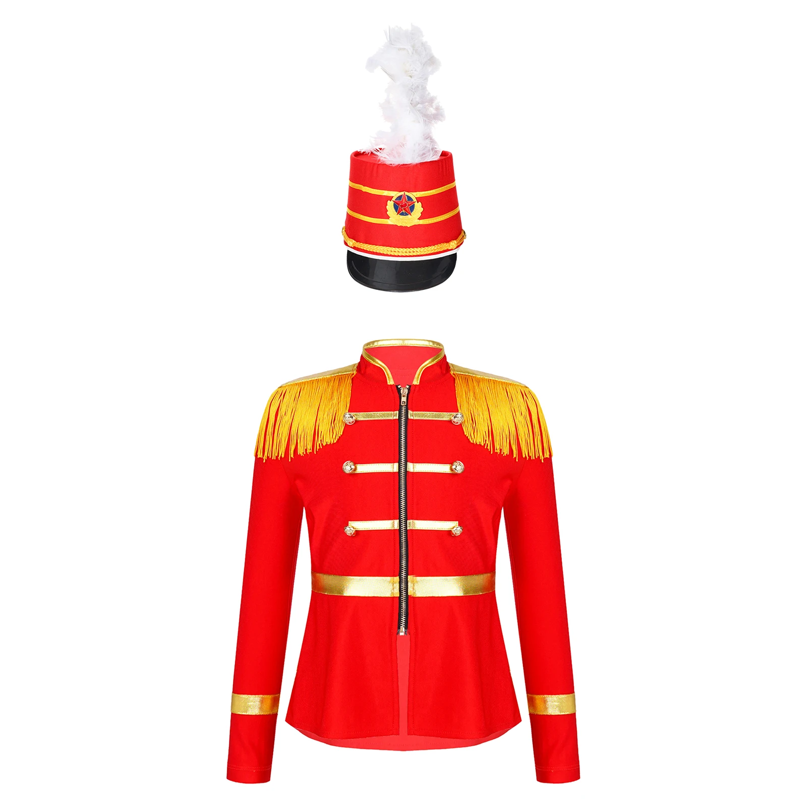 

Kids Long Sleeve Tassels Marching Band Uniform Boys Girls Circus Ringmaster Tailcoat Halloween Cosplay Costumes Fancy Dress Up