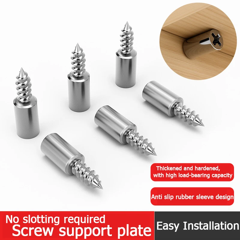 

4-100PCS Self Tapping Screw Bracket Laminated Support Glass Panel with Rubber Sleeve Anti Slip Layer Cabinet Shelf Fixing Screws
