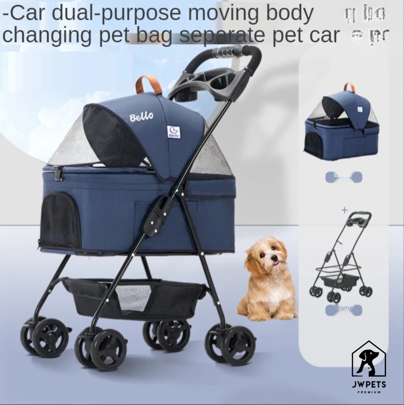 Pet Stroller For Dogs Cats Luxury Dog Carrier Strollers Breathable Travel Stroller Pushchair Separation Four-Wheeled