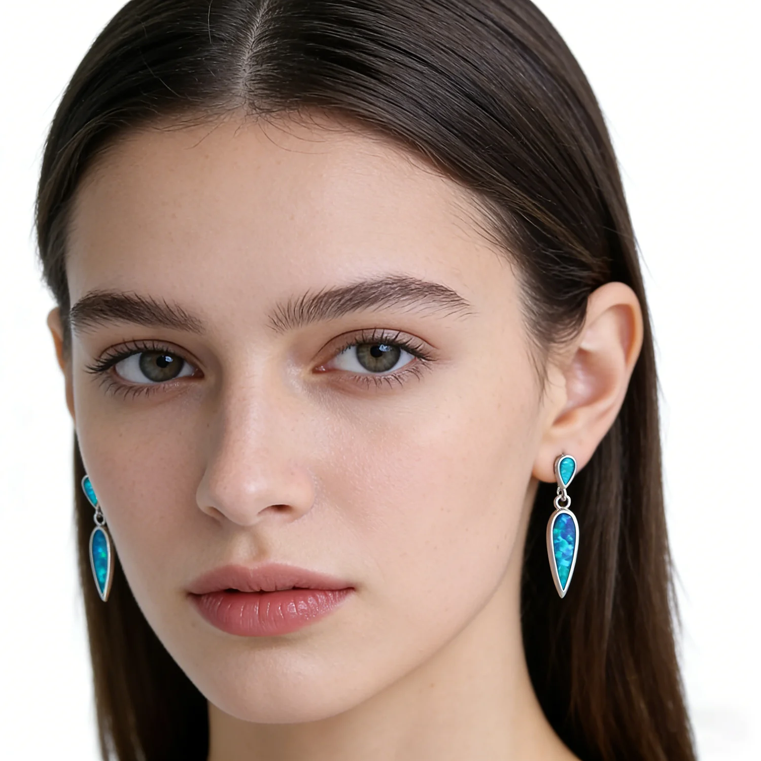 Delicate Water Drops Gentle wind Blue Opal Beautiful Mutil-color Zirconia Earrings Ladies Fashion Jewelry Gift for Girlfriend
