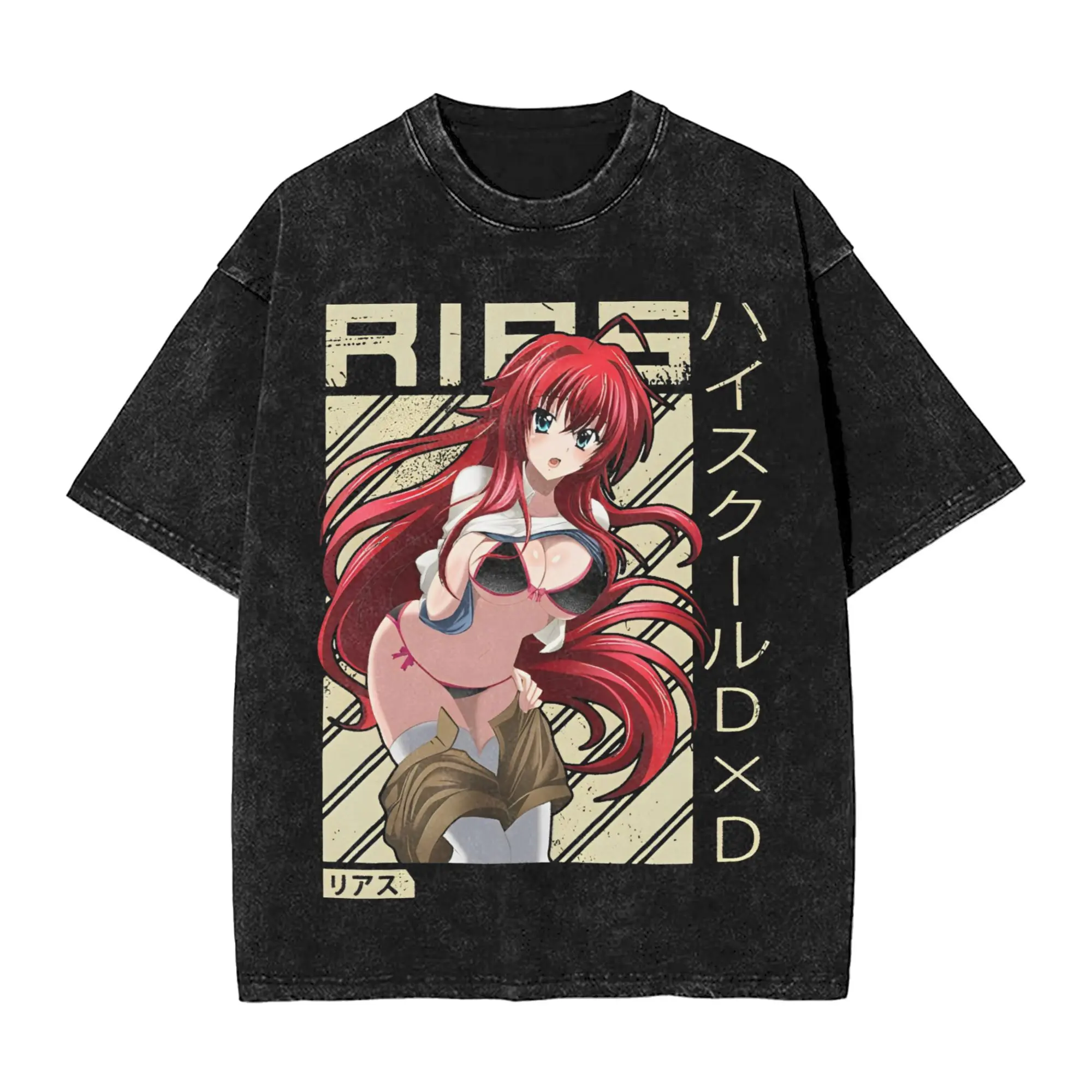 

Rias Gremory (2) Men T Shirt Washed Fashion Tees Short Sleeve Crewneck T-Shirts Pure Cotton Plus Size Tops