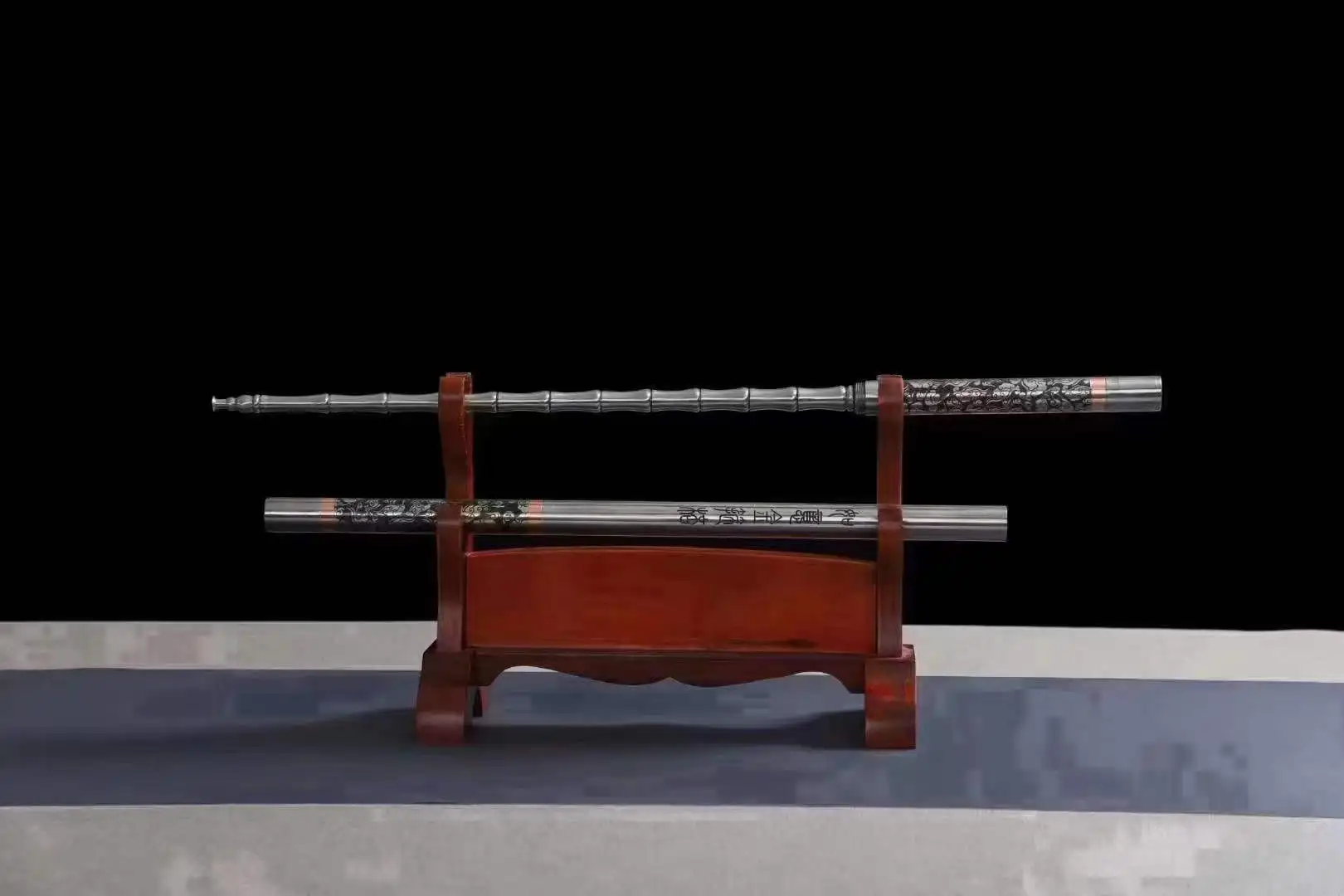 Unique Rare Handgrinded Chinese Kung Fu ru yi jingu bang, Mace Cudgel Sword, Real High Manganese Steel Blade, Unsharpened