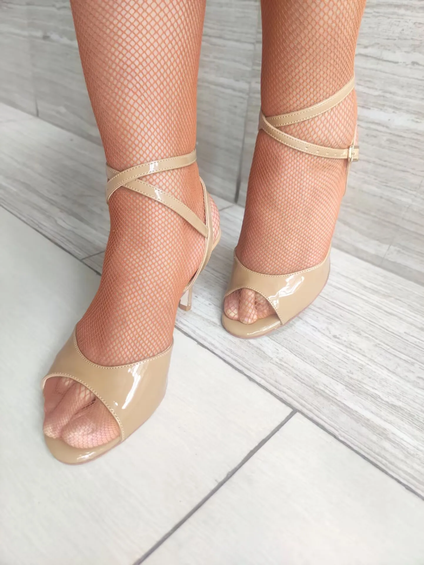 Professional New Tango Shoes Women 3" Stiletto Heel Brown Latin Salsa Ballroom Dance Shoes for Competition Tango Wedding Party view 5