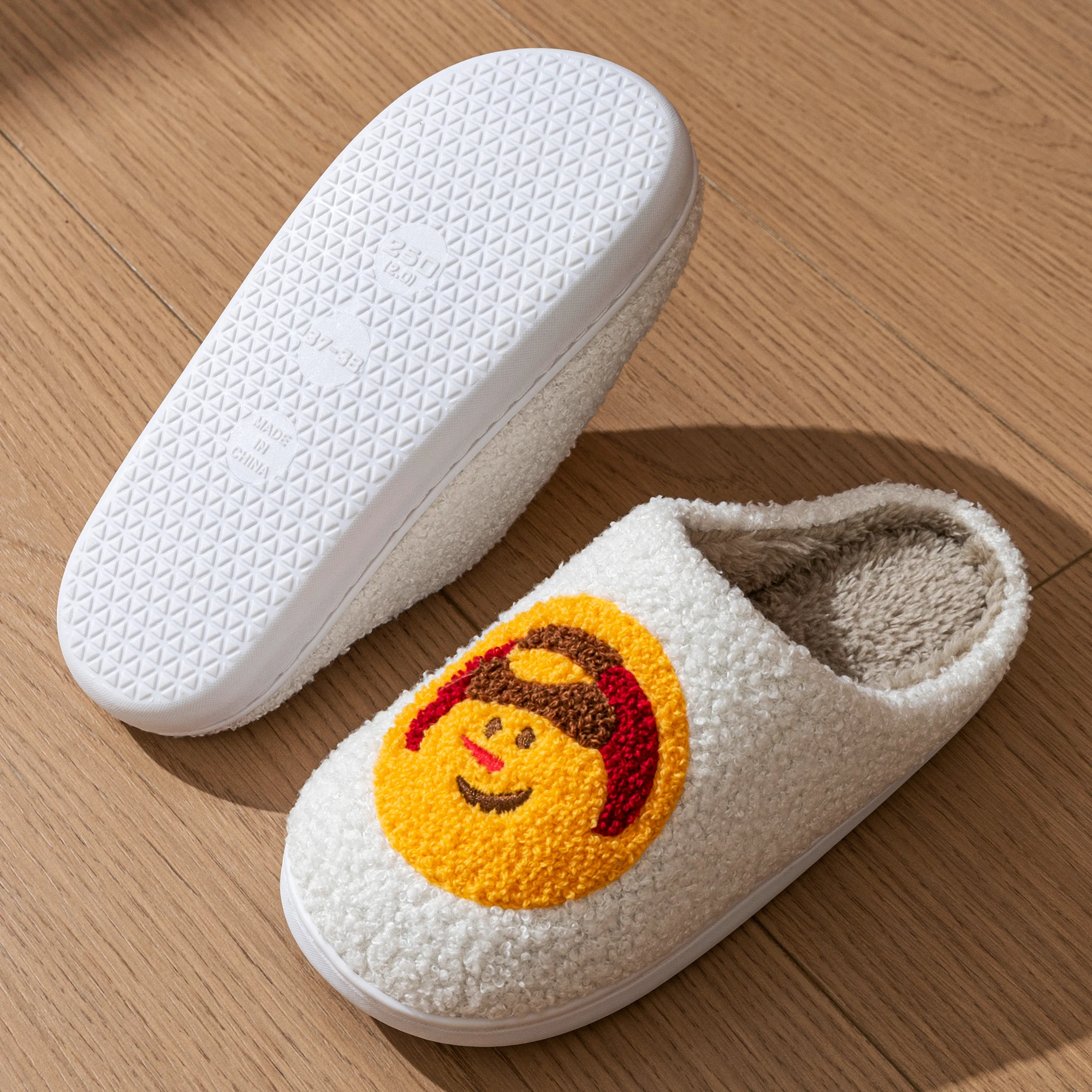 Women Christmas Closed Toe Fuzzy Slippers Cute Snowman Xmas Tree Pattern Fluffy Plush Non Slip Sole Warm Winter Indoor Shoes - view 6