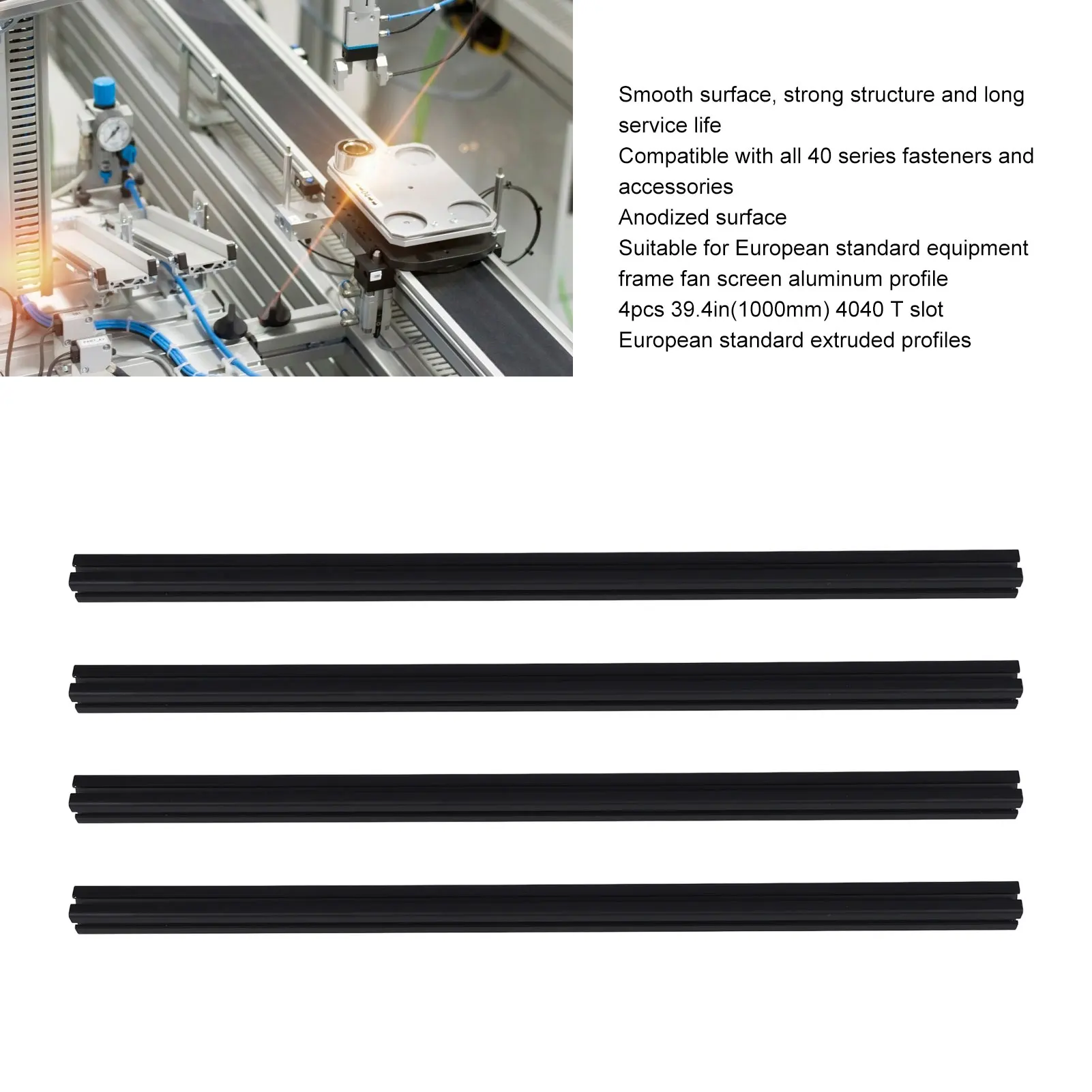 

4Pcs Aluminum Extrusion Profile 4040 T Slot European Standard Anodized Linear Rail 3D Printer Part CNC DIY 39.4in 1000mm