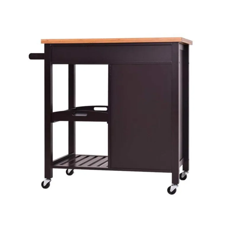 L32''*W19.5''*H35'' Kitchen Furniture Utility Rolling Storage Island Serving Cart with Wheels Drawer and Shelves