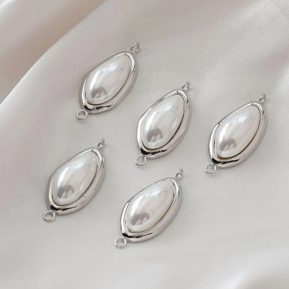 4 قطعة 14K مطلية بالذهب خمر اللؤلؤ ثقب مزدوج غير النظامية قطرة الماء قلادة DIY بها بنفسك صنع المواد الملحقات #5