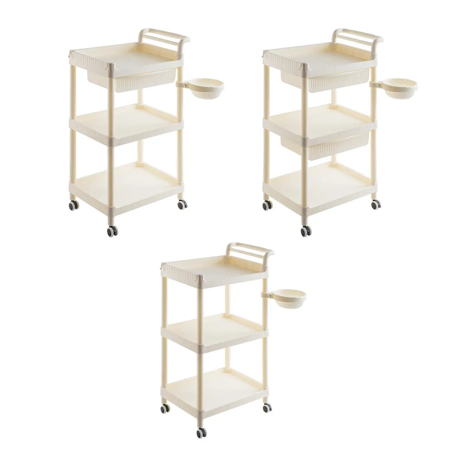 3 Tier Rolling Cart Cart with Caster Wheels Mobile Shelf Rolling Cart for Kids Room Home Dressing Room Apartment Kitchen