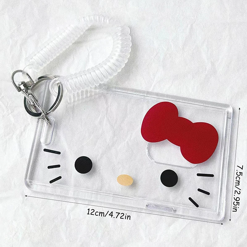 Portatarjetas de Hello Kitty, portatarjetas de dibujos animados, insignia bonita, portatarjetas de crédito, identificación bancaria, llavero para mujer, funda para tarjeta de autobús