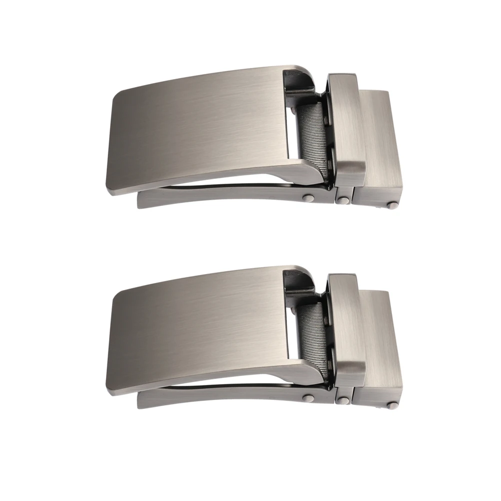 

2pcs Men'S Belt Buckles Alloy Automatic Ratchet Buckle For Businessmen Silver Durable Easy Adjust Fit White Black Coffee