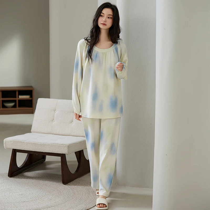 

Высокое качество, большой размер M-4XL, весенне-осенние женские трикотажные хлопковые пижамы, женская одежда для сна с длинными рукавами