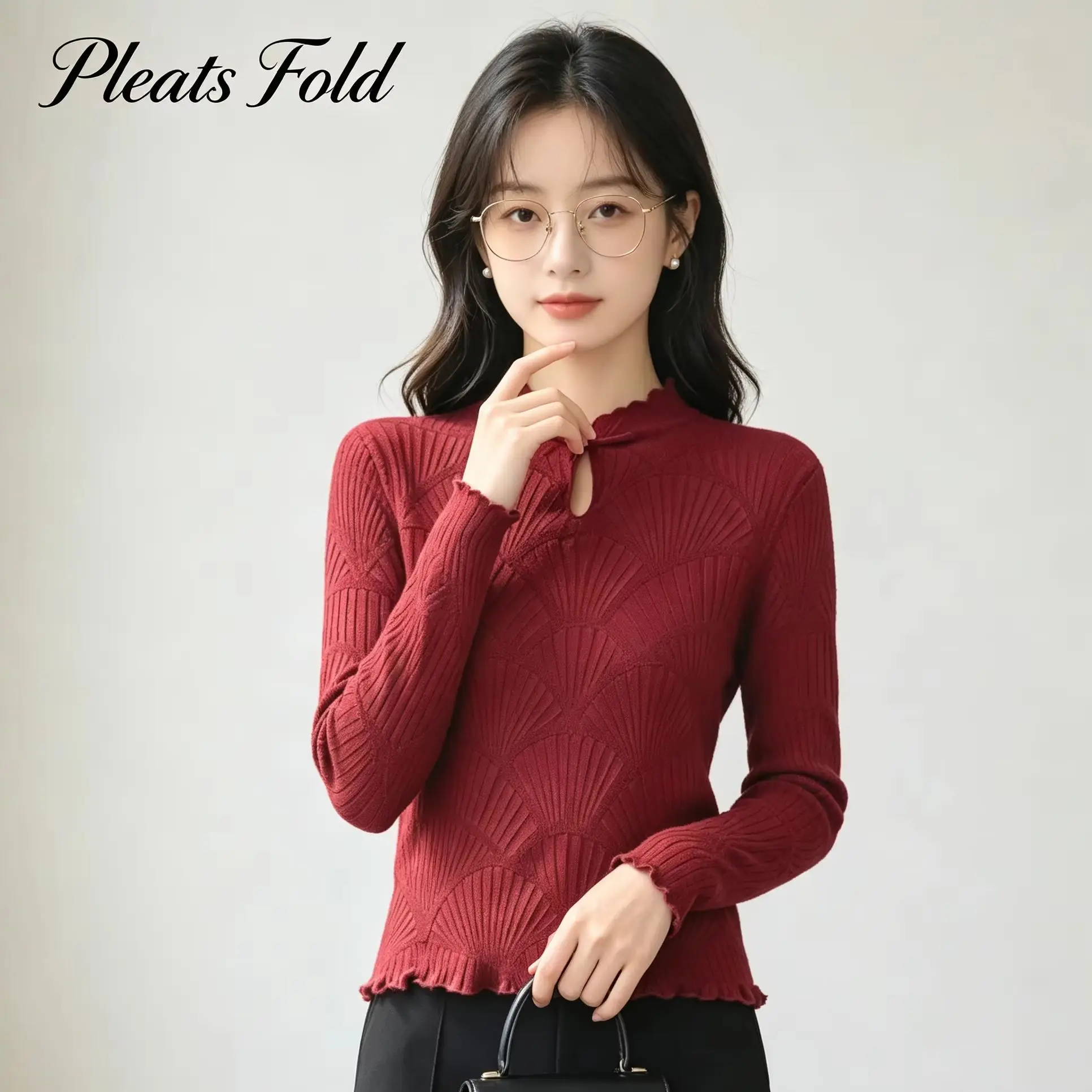 Miyake Pleated 2026 Autumn New Solid Color Long Sleeve Chinese Style One Button Fan Top Casual Elegant Versatile Women's Pleat
