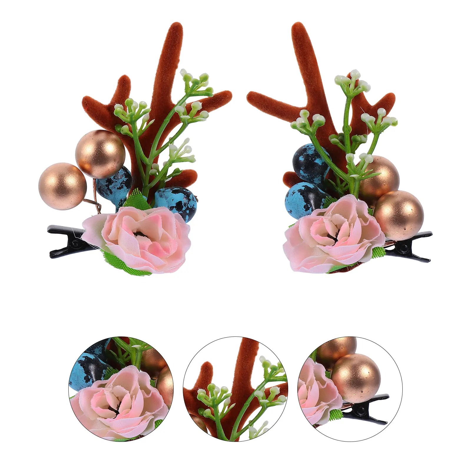 

Christmas Hair Clips Antlers Barrettes Xmas Accessories Photography Props Lightweight Portable Claw Hairpins Festive Gifts