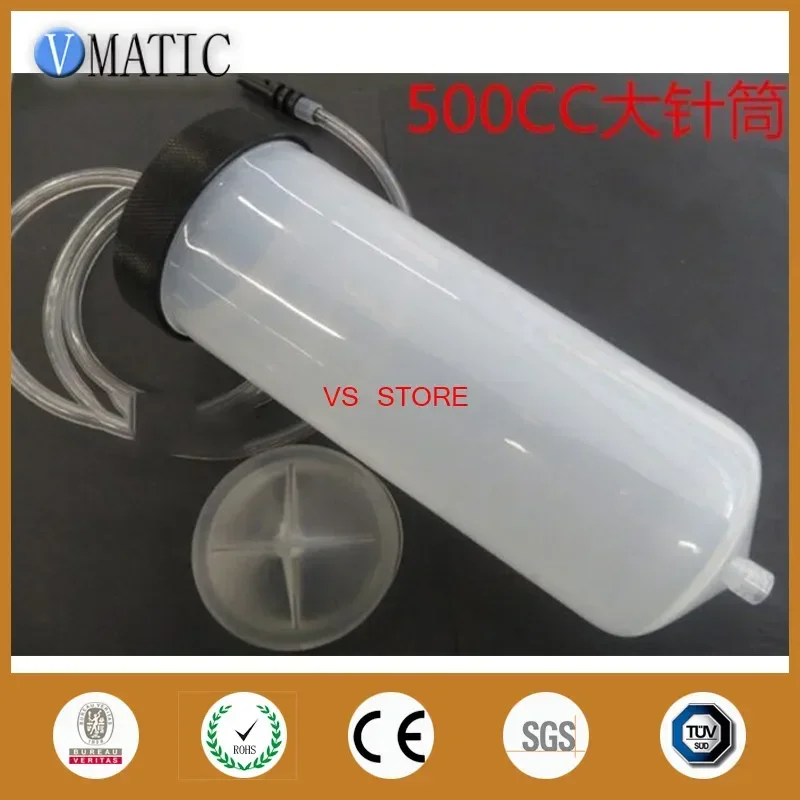 Free Shipping 500cc 500ml Luer Lock Tip Dispenser Dispensing Pneumatic Syringe Barrel With Adapter
