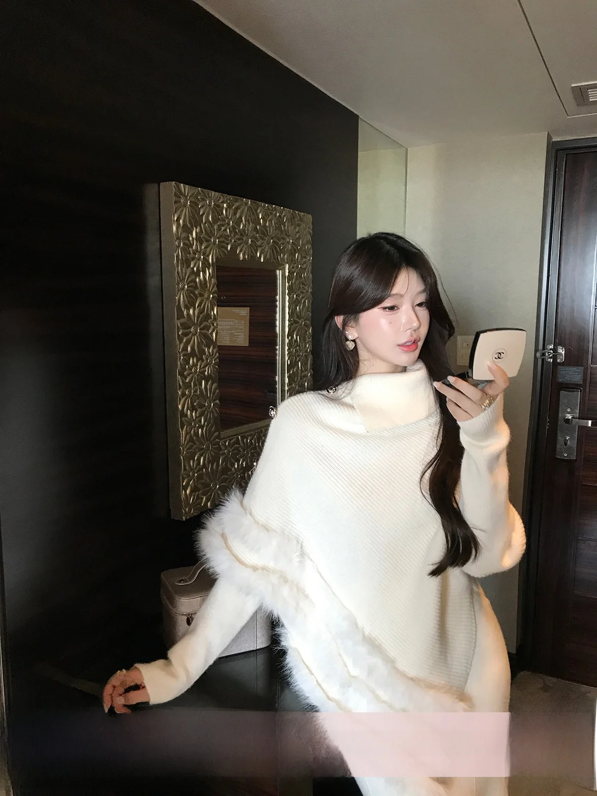 

Ele YOLI женский свитер с высоким воротником, осенне-зимний утягивающий универсальный топ, асимметричный дизайн, для поездок на работу