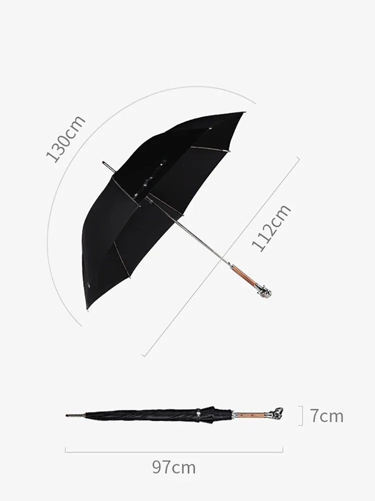 Metal Dog Head Umbrellas Luxury Long Handle Golf Umbrella Windproof Strong Men\'s Large Automatic Parasol Beach Umbrella Gifts