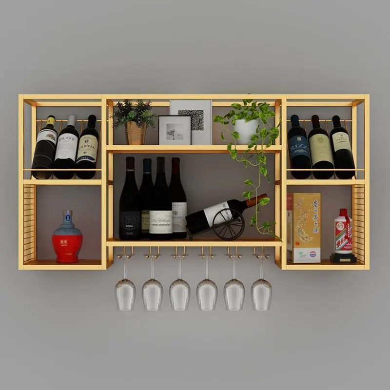 

Light luxury bar bar counter wine cabinet wall-mounted creative wall wine display stand meal