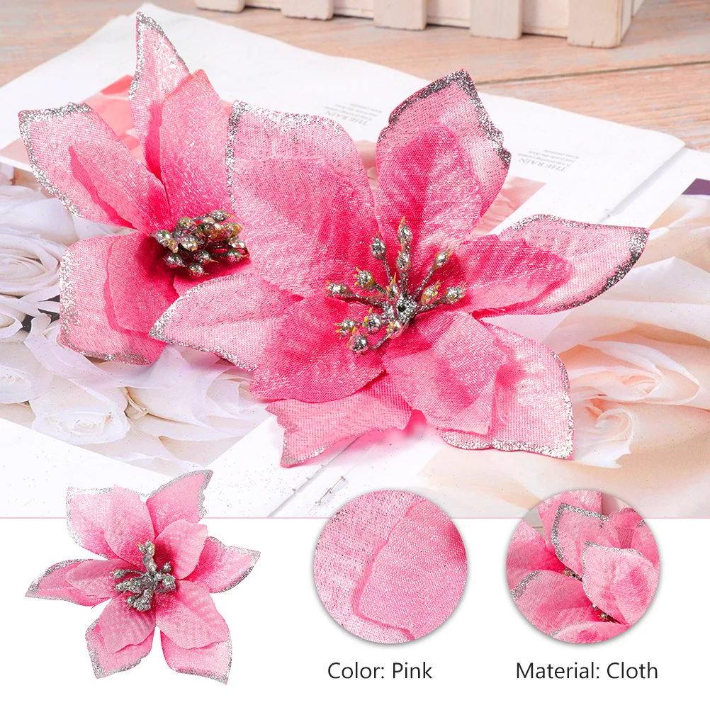 36 szt. Świątecznych sztucznych kwiatów z materiału, dekoracja na przyjęcie, lekkie, wielokrotnego użytku, sztuczne ozdoby kwiatowe na Boże Narodzenie