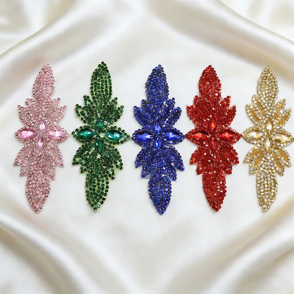DIY Perlen- und Strass-Blatt- und Blumen-Aufkleber zum Aufbügeln