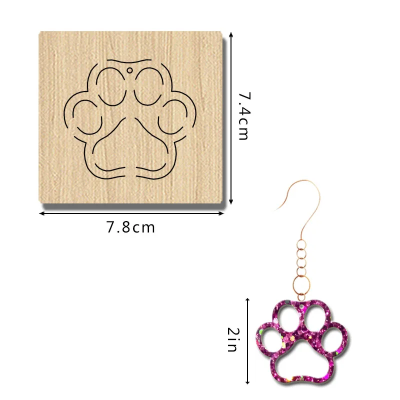 EM110   Footprint Shaped Earrings With Wooden Cutting Mold, Customizable For Most Machines