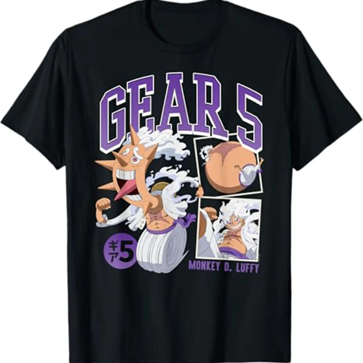 Camiseta de manga corta de One Piece Luffy Grade 5 para hombre, informal, de algodón, con cuello redondo, uso diario, verano al aire libre