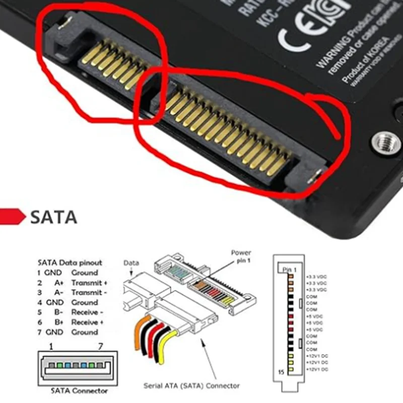 Best Quality SATA Male to SATA Male Adapter Converter 22Pin Sata With 7pin+15pin FeMale Chassis Power Adapter